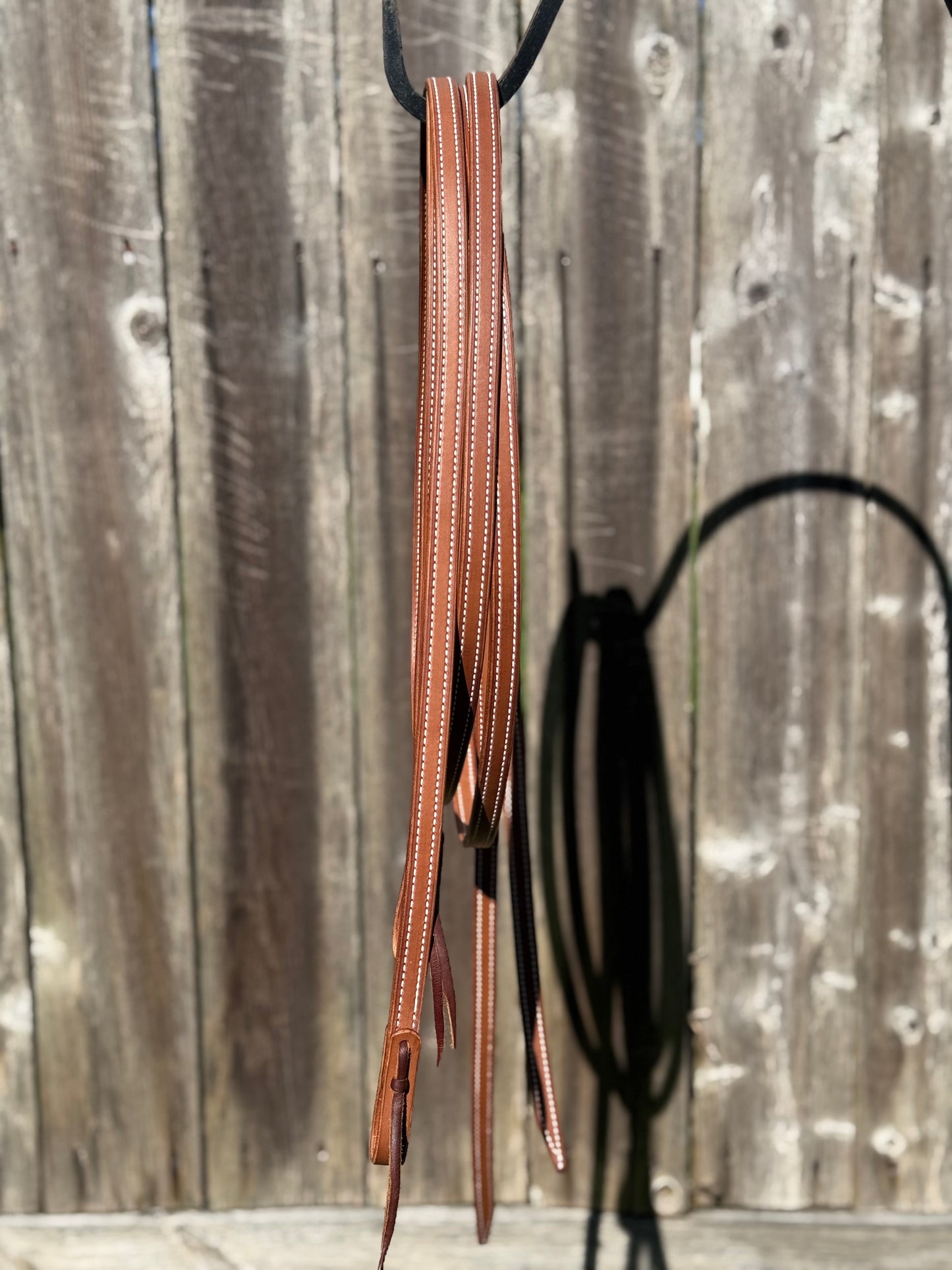 5/8” doubled and stitched split reins