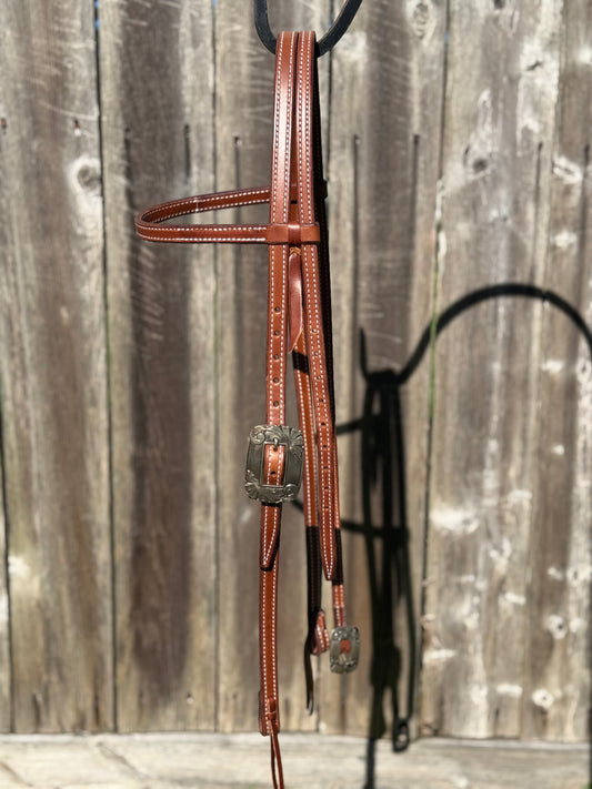 Brown Snaffle Bit Bridle with PH Hardware